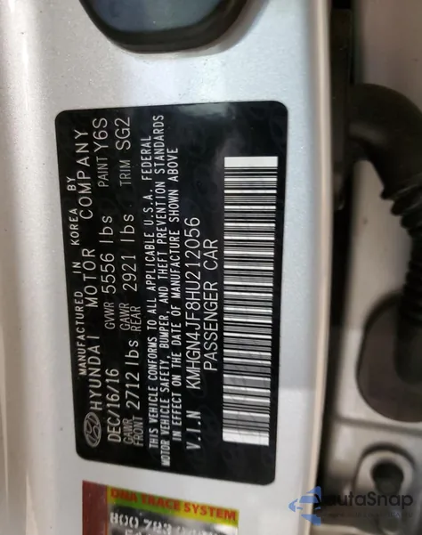 2017 Genesis G80 Ultimate z USA, uszkodzony, nr VIN KMHGN4JF8HU212056